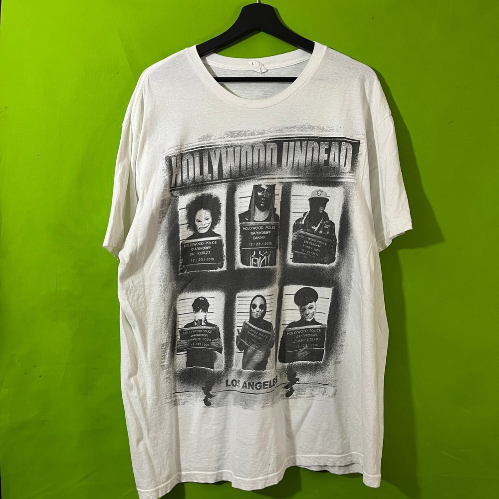 Hollywood Undead Mugshot Graphic‎ T-Shirt White Los Angeles Band Tee XL